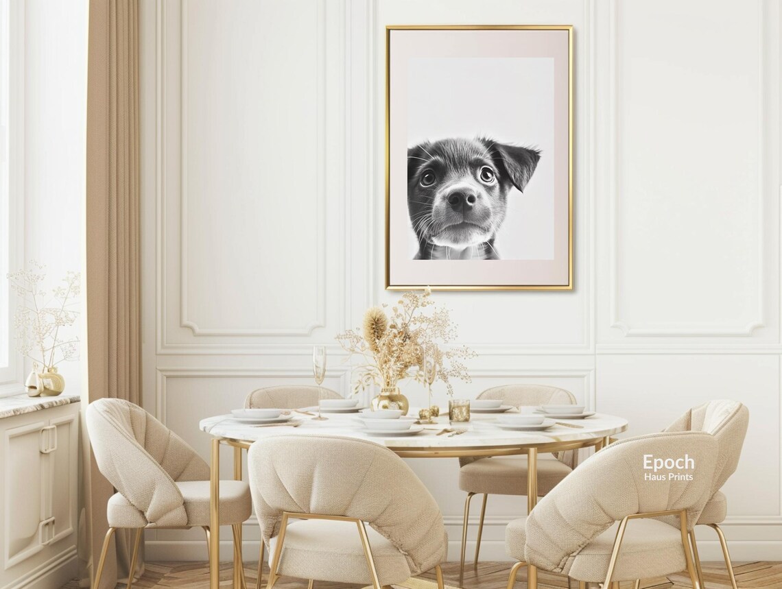Cute Puppy Black and White Photo Print, Dog Lover Gift - Image 3