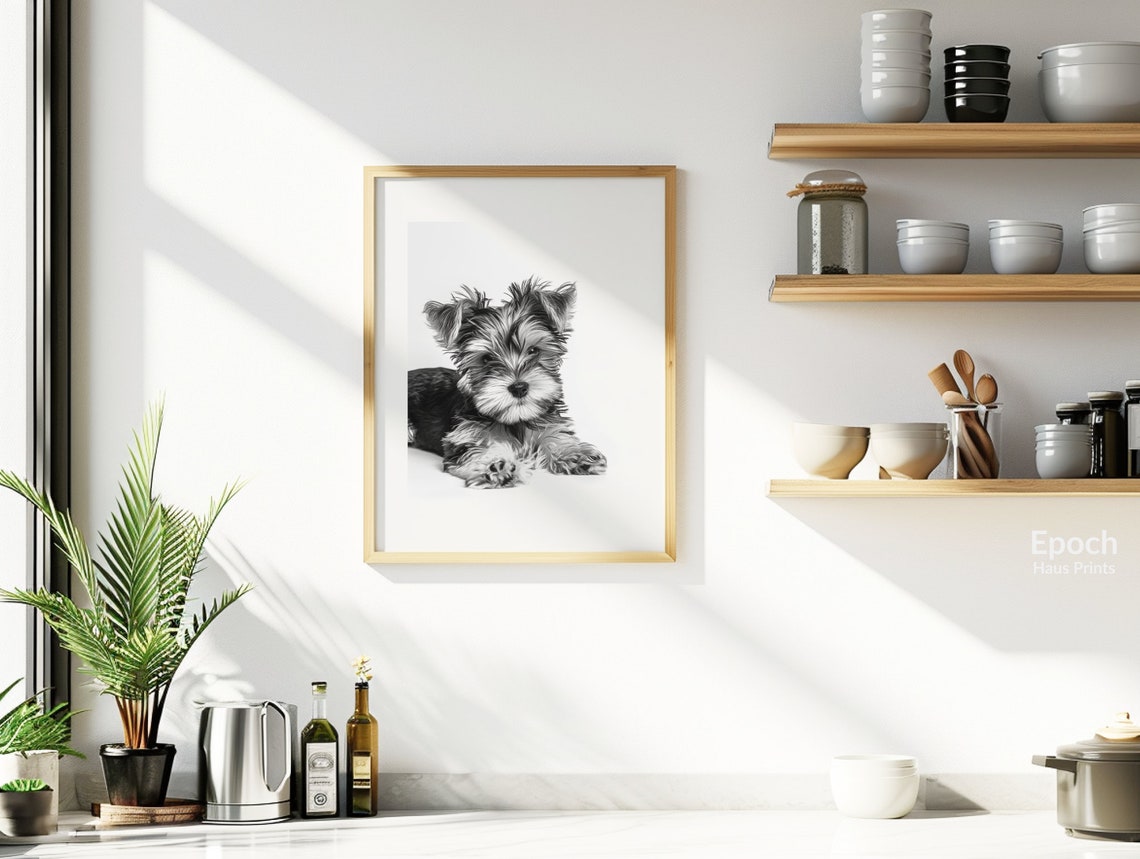 Yorkie Puppy Photos Black And White Photo Of Yorkshire Terrier Puppy Photo Of Puppies Dog Lover Gifts Instant Print - Image 3