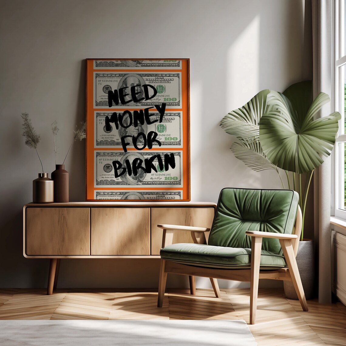 Orange Graffiti Money Poster, Preppy Urban Decor - Image 4