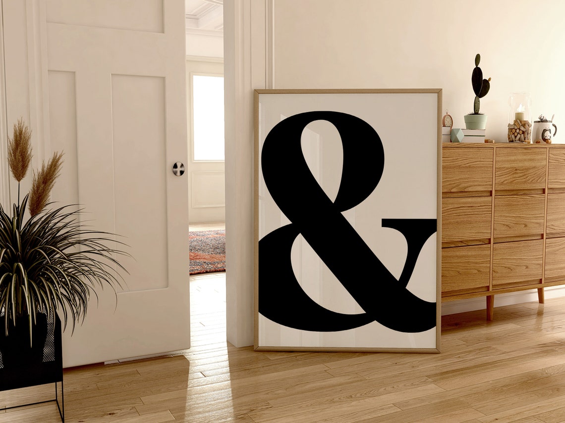 Ampersand Typography Giant Black Symbol Cream Minimalist Poster - Image 3