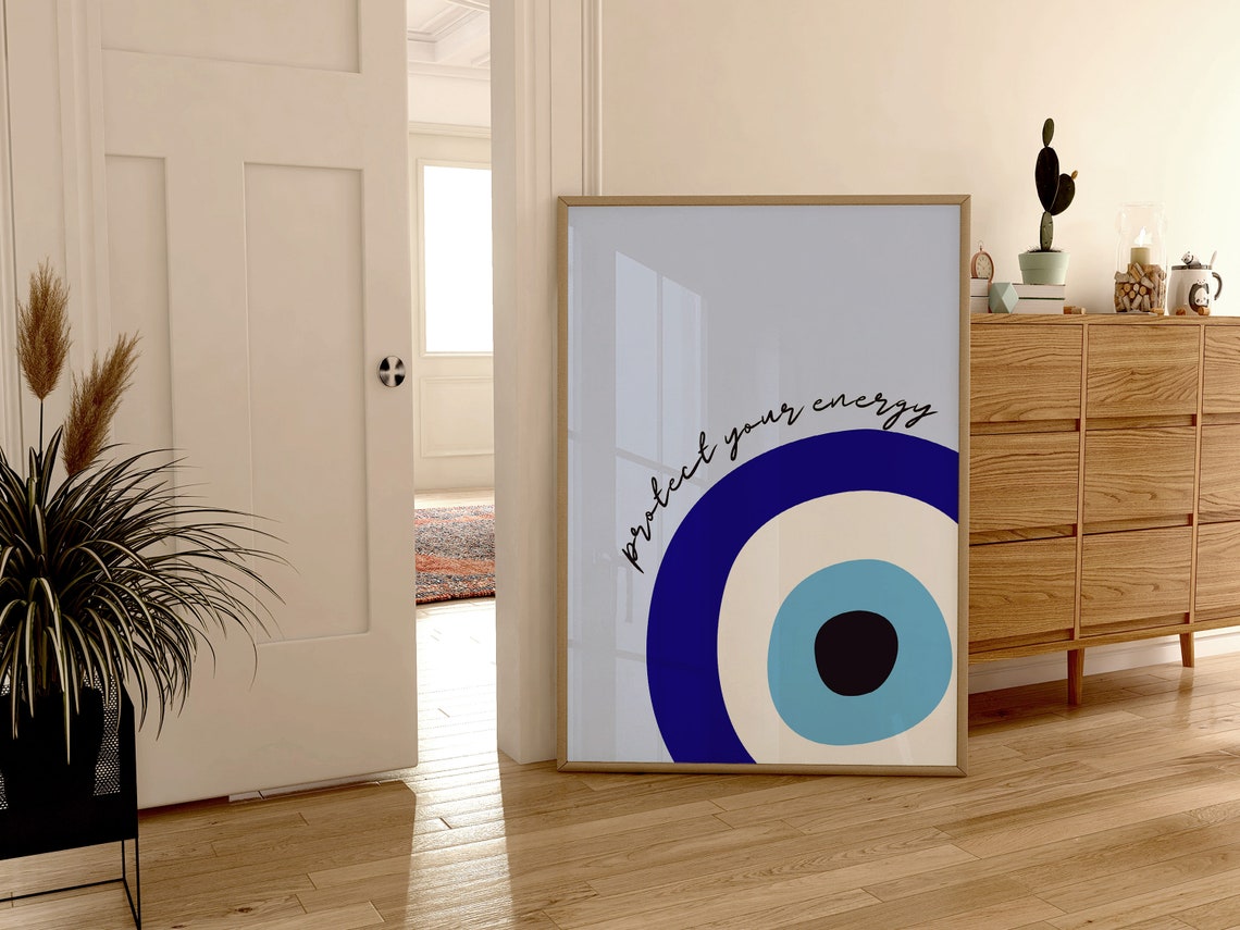 Protect Your Energy Blue Evil Eye Nazar Symbol Lucky Decor Poster - Image 2