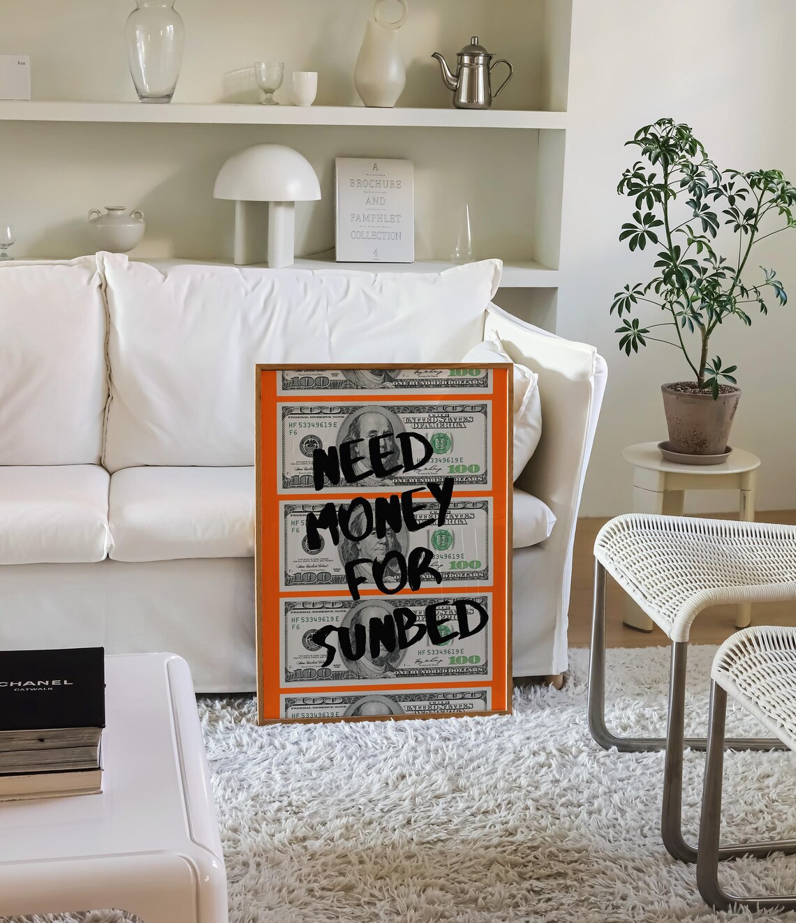 Need Money For Sunbed Orange Dollar Bill Street Art Gift Poster - Image 3