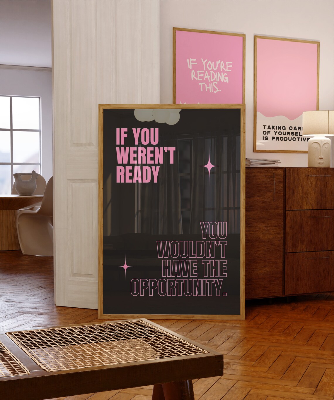If You Weren't Ready Pink on Black Motivational Star Quote Poster - Image 2