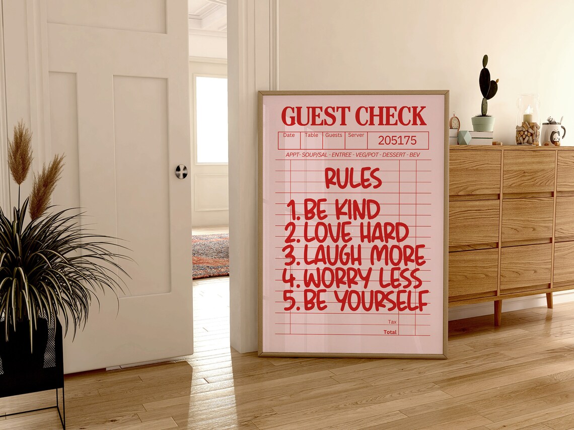 Guest Check House Rules Poster Print, Preppy Aesthetic - Image 3