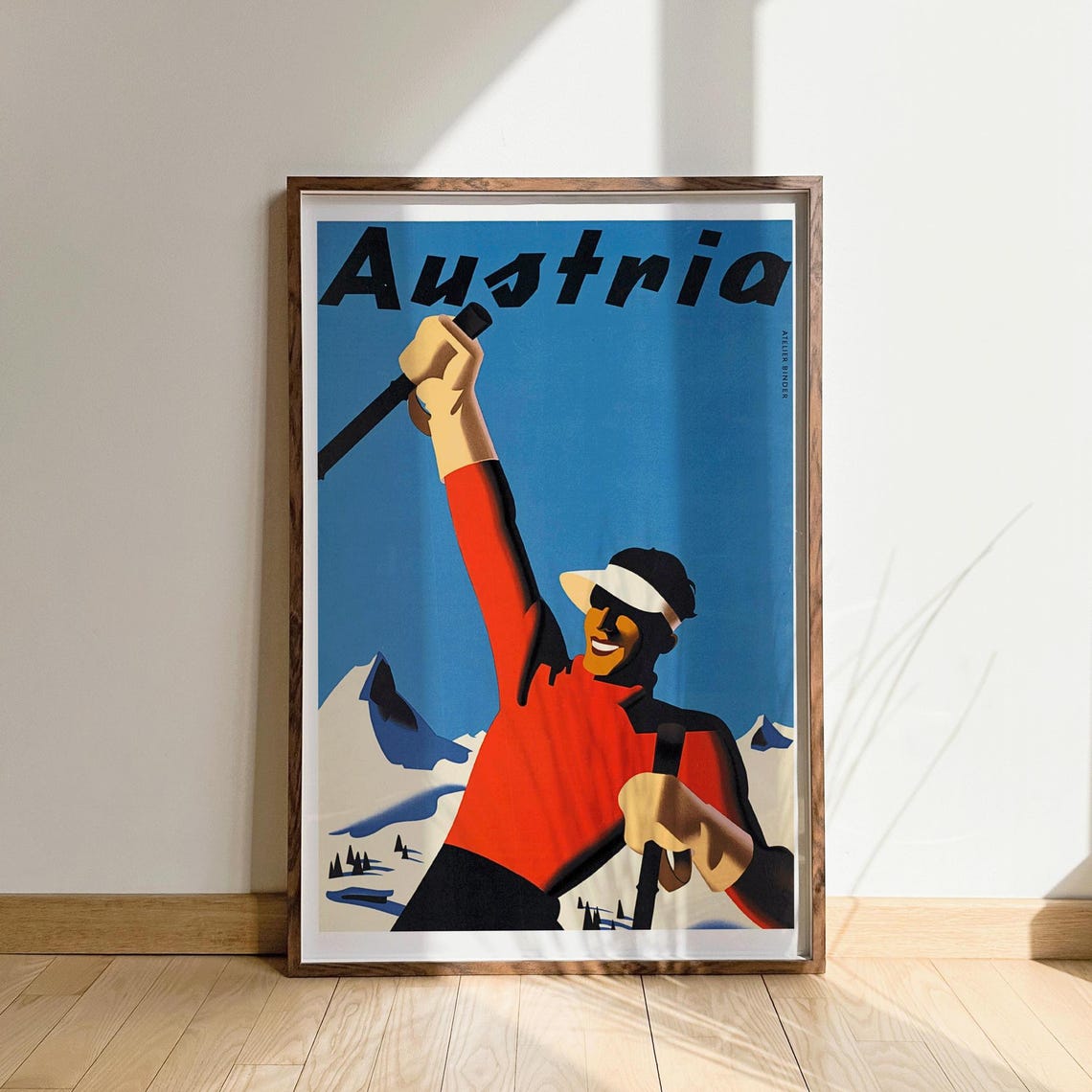Austria Vintage Ski Poster, Retro Winter Sports