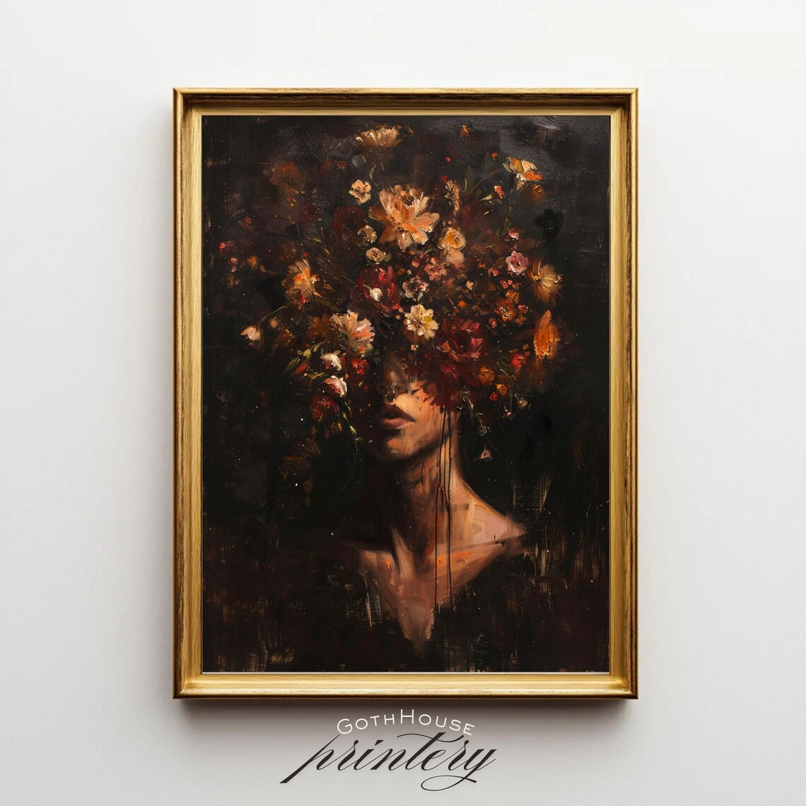 Surreal Floral Face Woman Boho Art Print