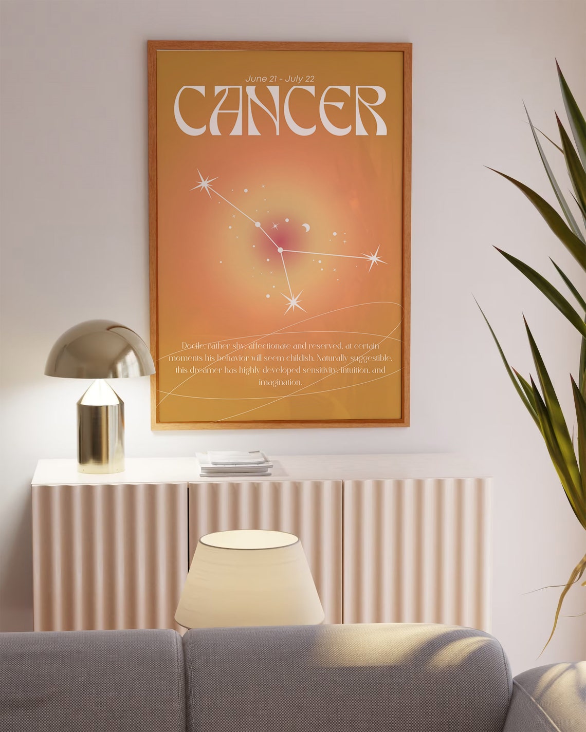 Cancer Zodiac Constellation Orange Aura Gradient Star Sign Poster - Image 2