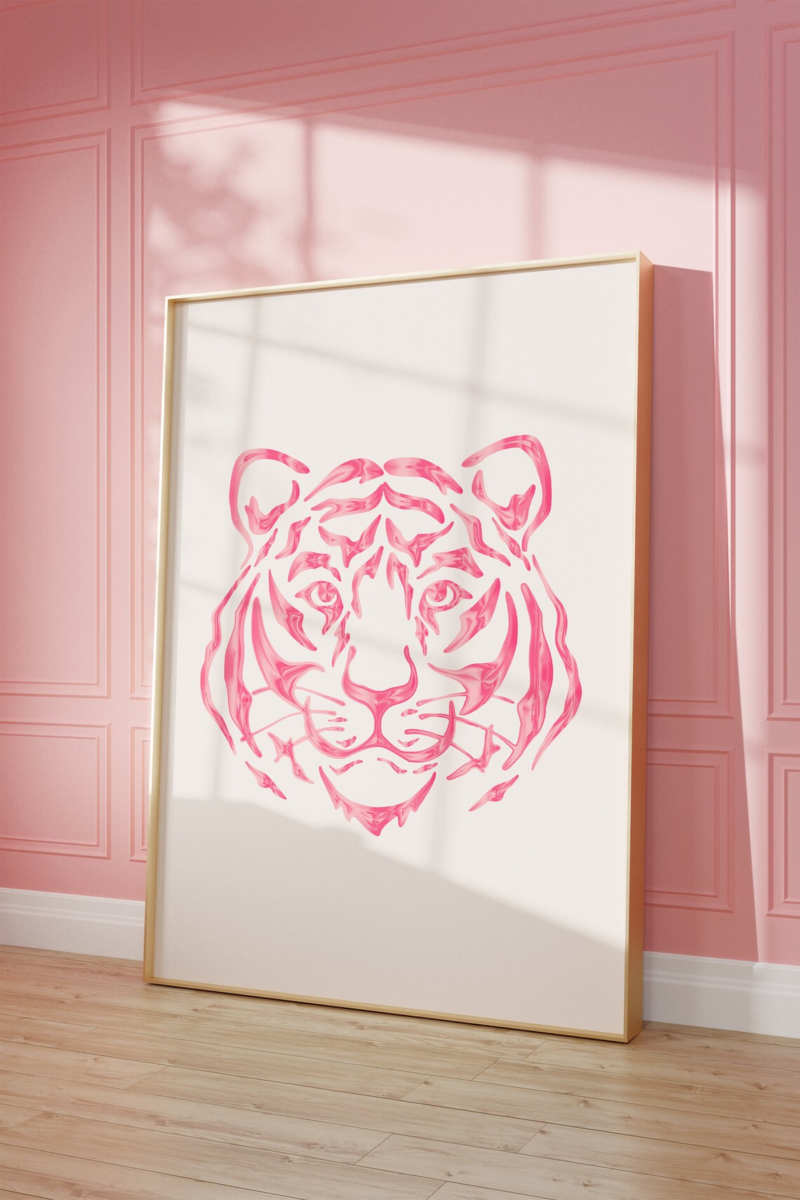 Pink White Tiger Poster Print, Preppy Maximalist Decor - Image 4