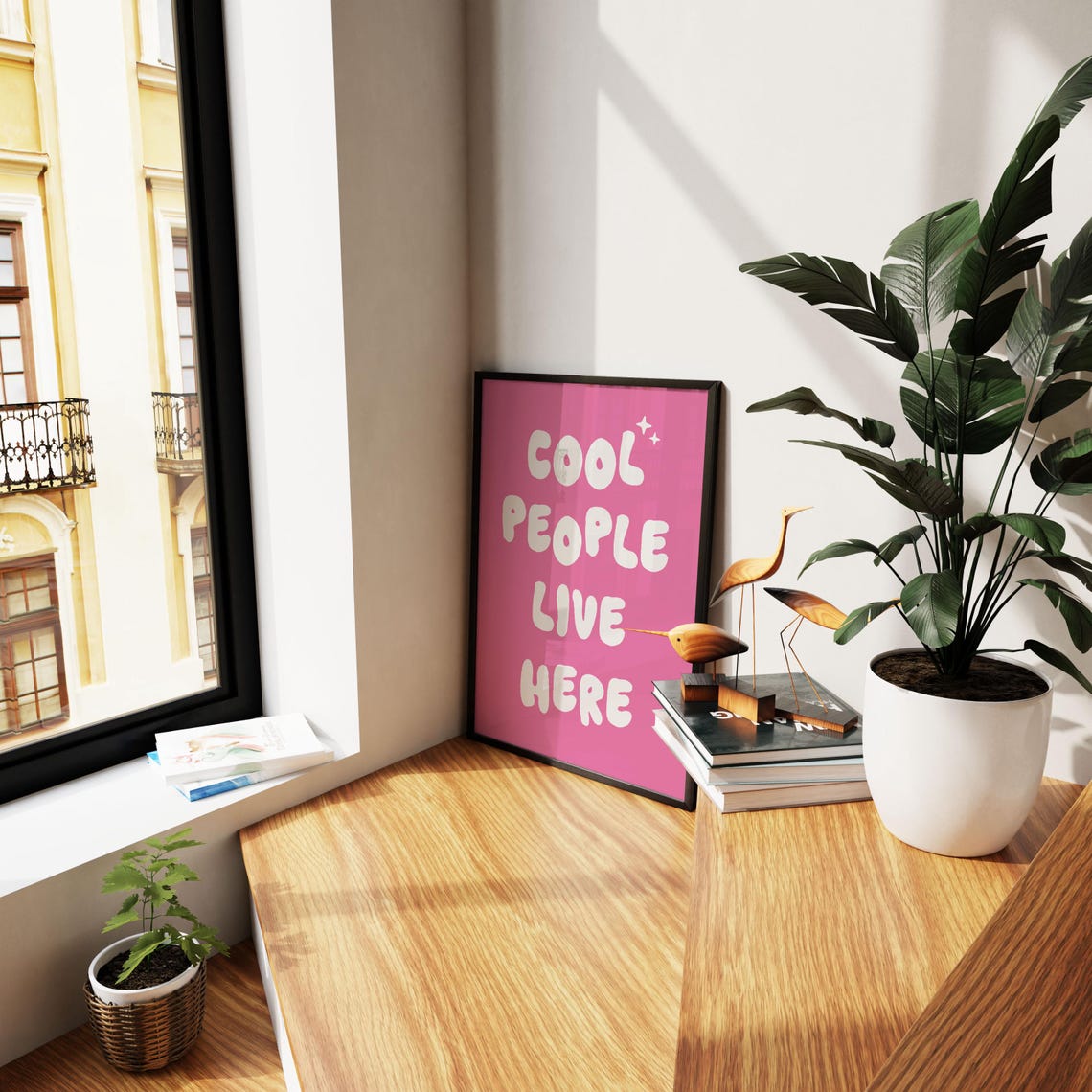 Cool People Live Here White Bubble Hot Pink Fun Entryway Poster - Image 2