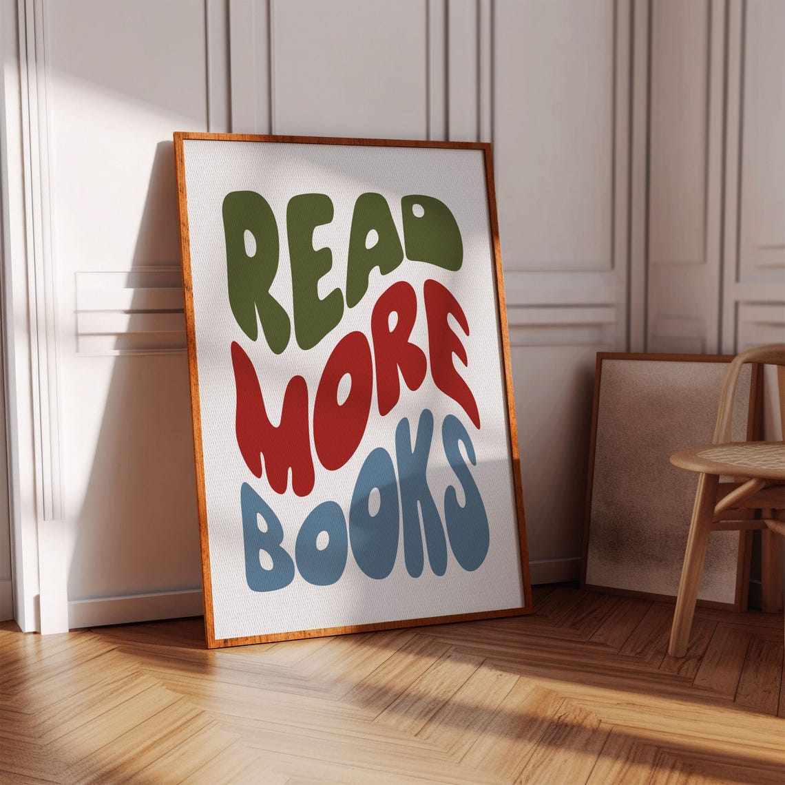 Read More Books Retro Bubble Letter Library Reader Decor Poster