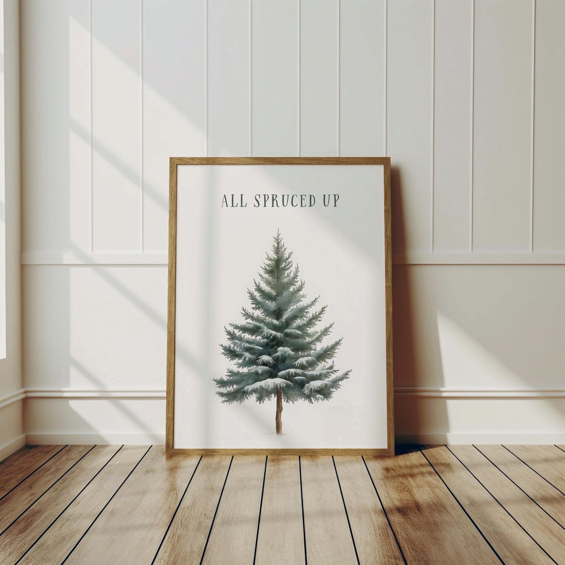 All Spruced Up Watercolor Spruce Tree Poster Rustic Christmas Art - Image 3