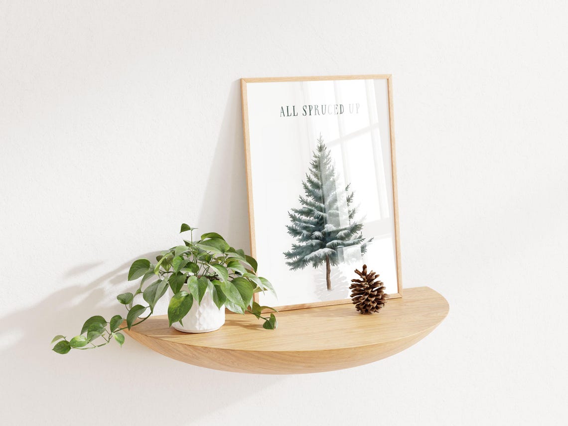All Spruced Up Watercolor Spruce Tree Poster Rustic Christmas Art - Image 2