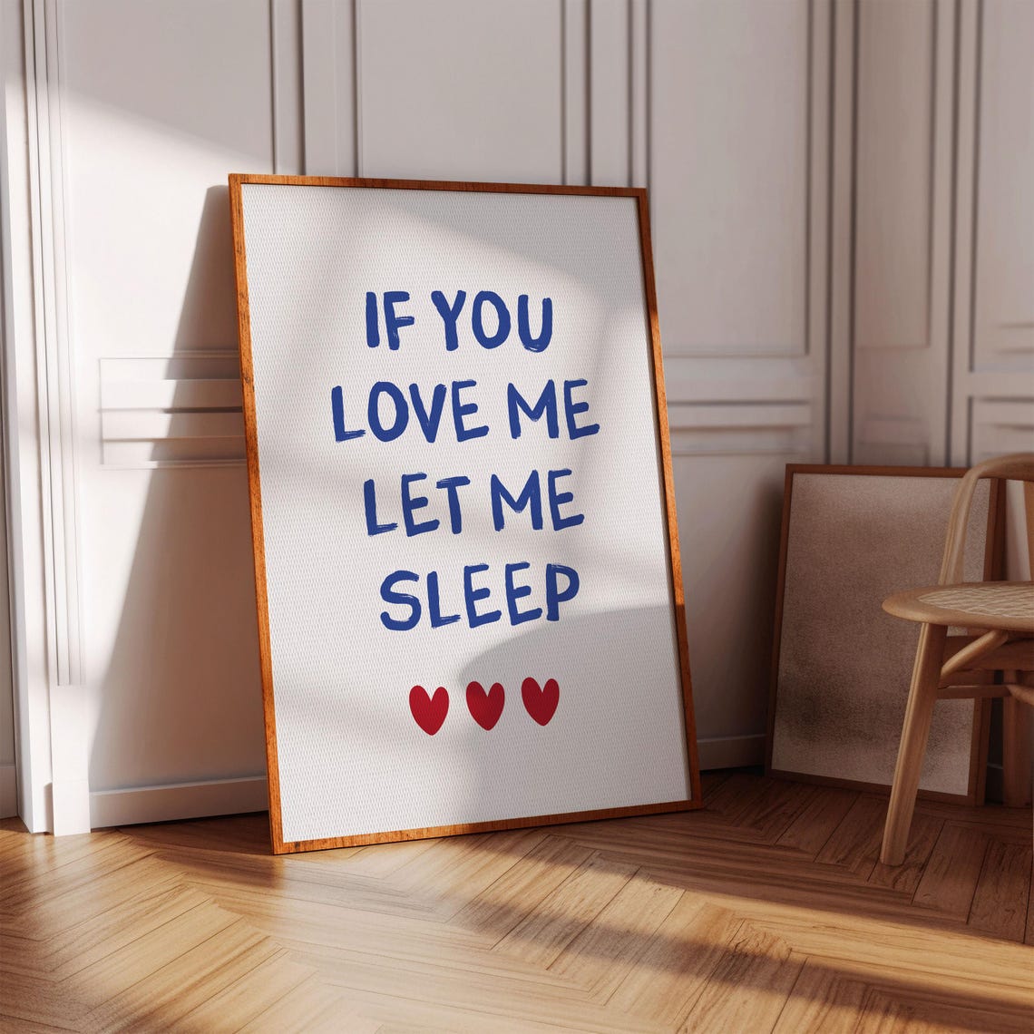 If You Love Me Let Me Sleep Bold Blue Funny Bedroom Quote Poster