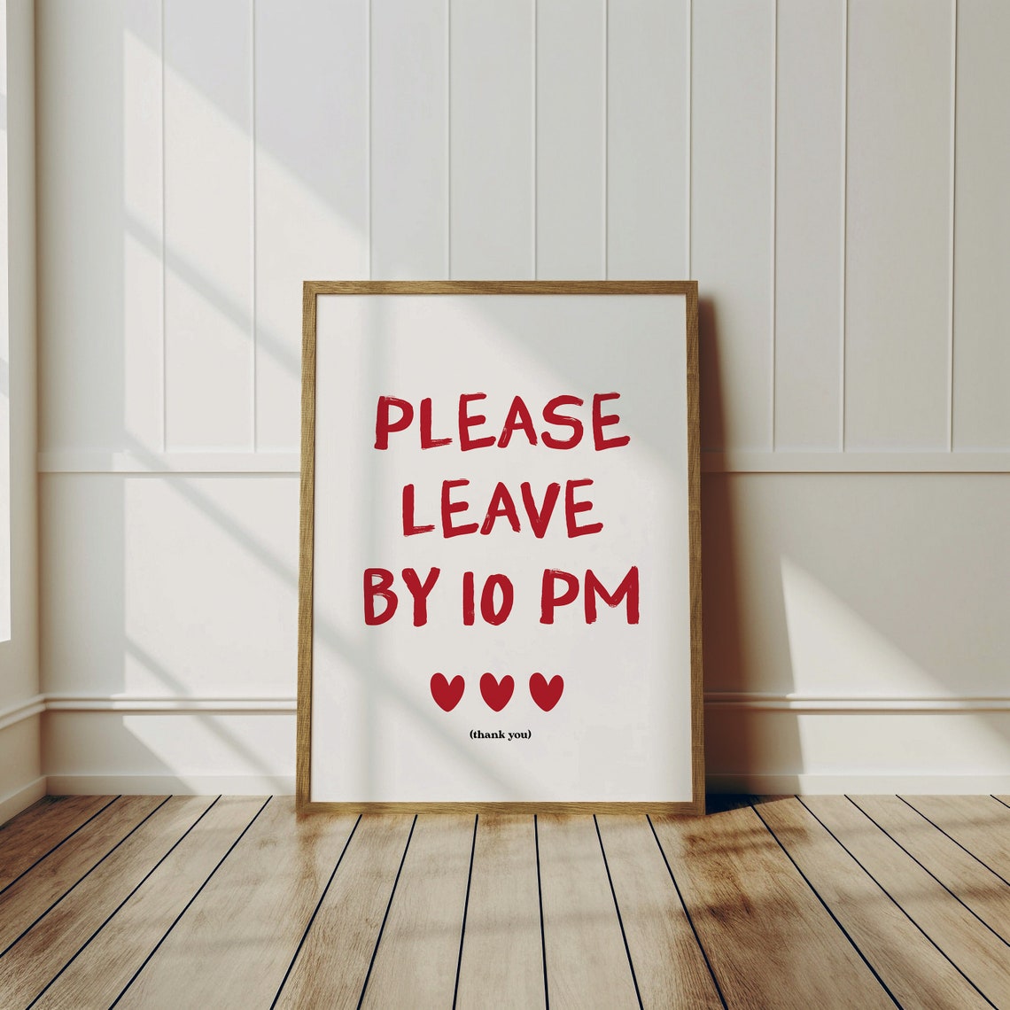 Please Leave By 10 PM Bold Red Funny Entryway Wall Quote Poster - Image 2