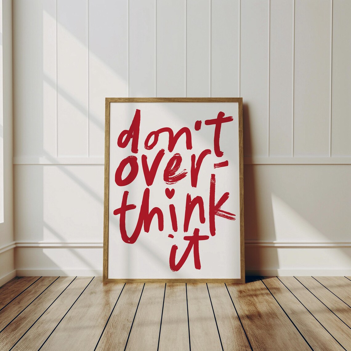 Don't Overthink It Quote Print, Preppy Dorm Wall Art - Image 3