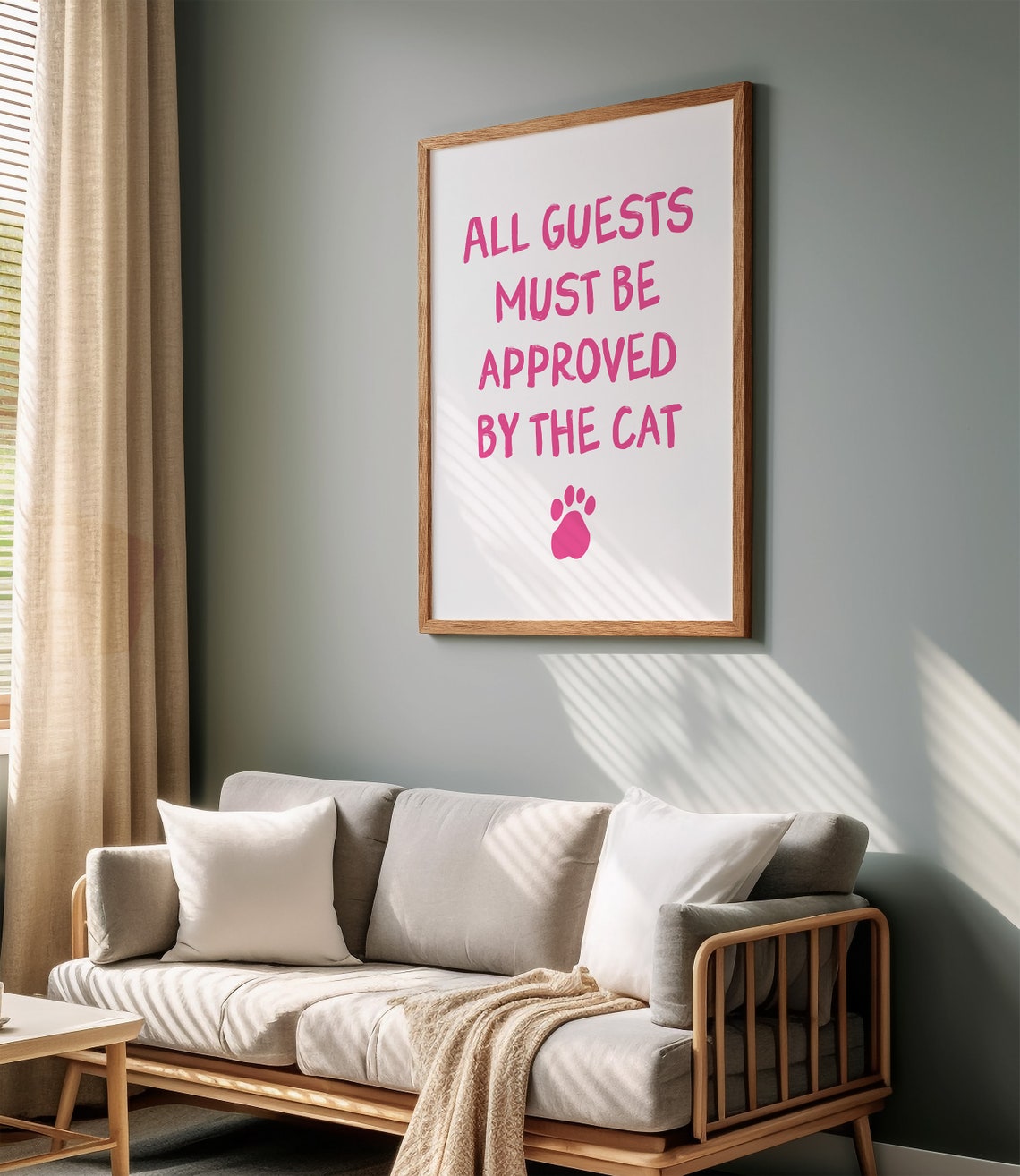All Guests Must Be Approved By The Cat Pink Paw Art Wall Poster - Image 2