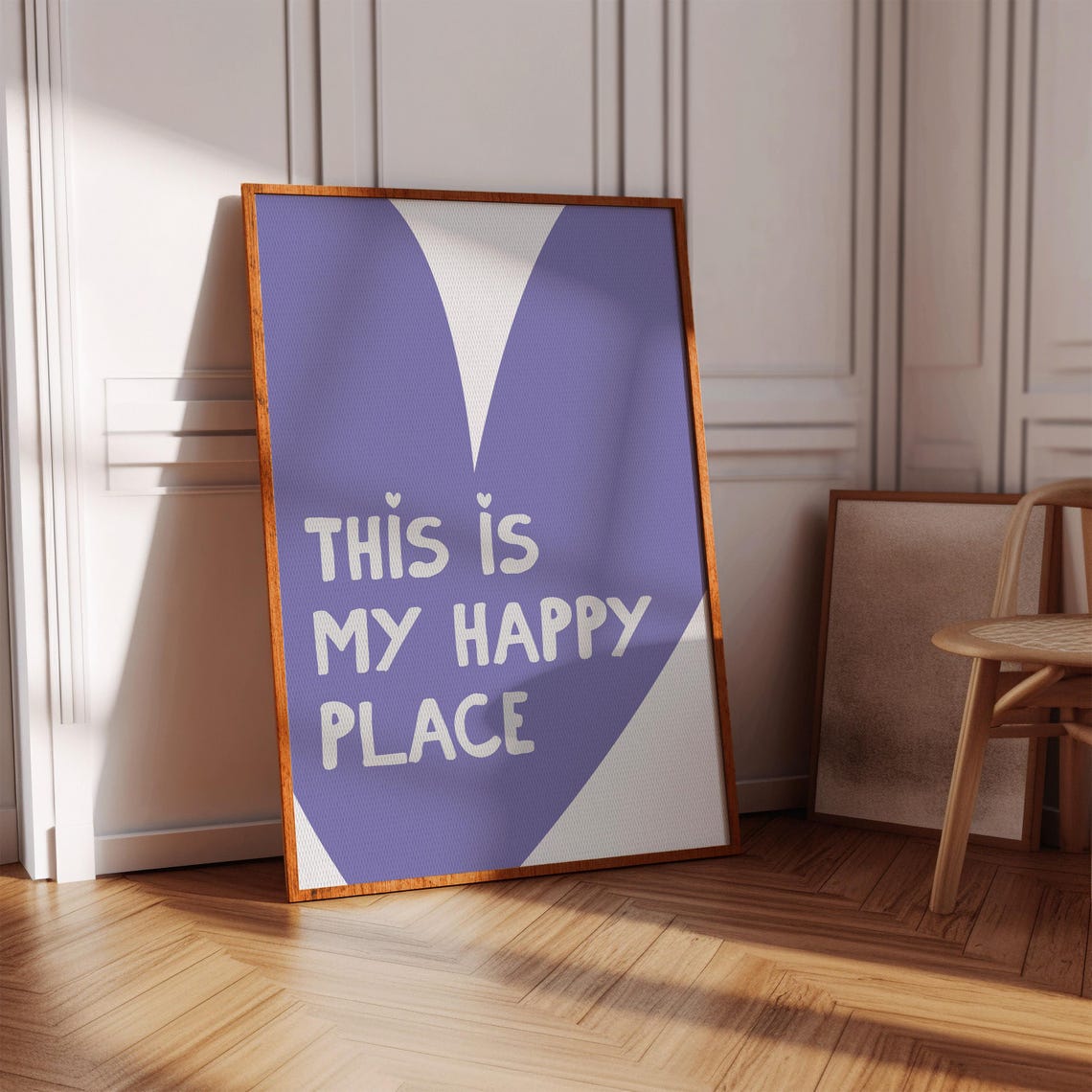 This Is My Happy Place Purple Heart Retro Typography Quote Poster