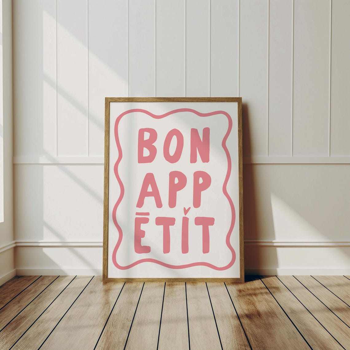 Bon Appétit Blush Pink Retro Typography Kitchen Wall Decor Poster