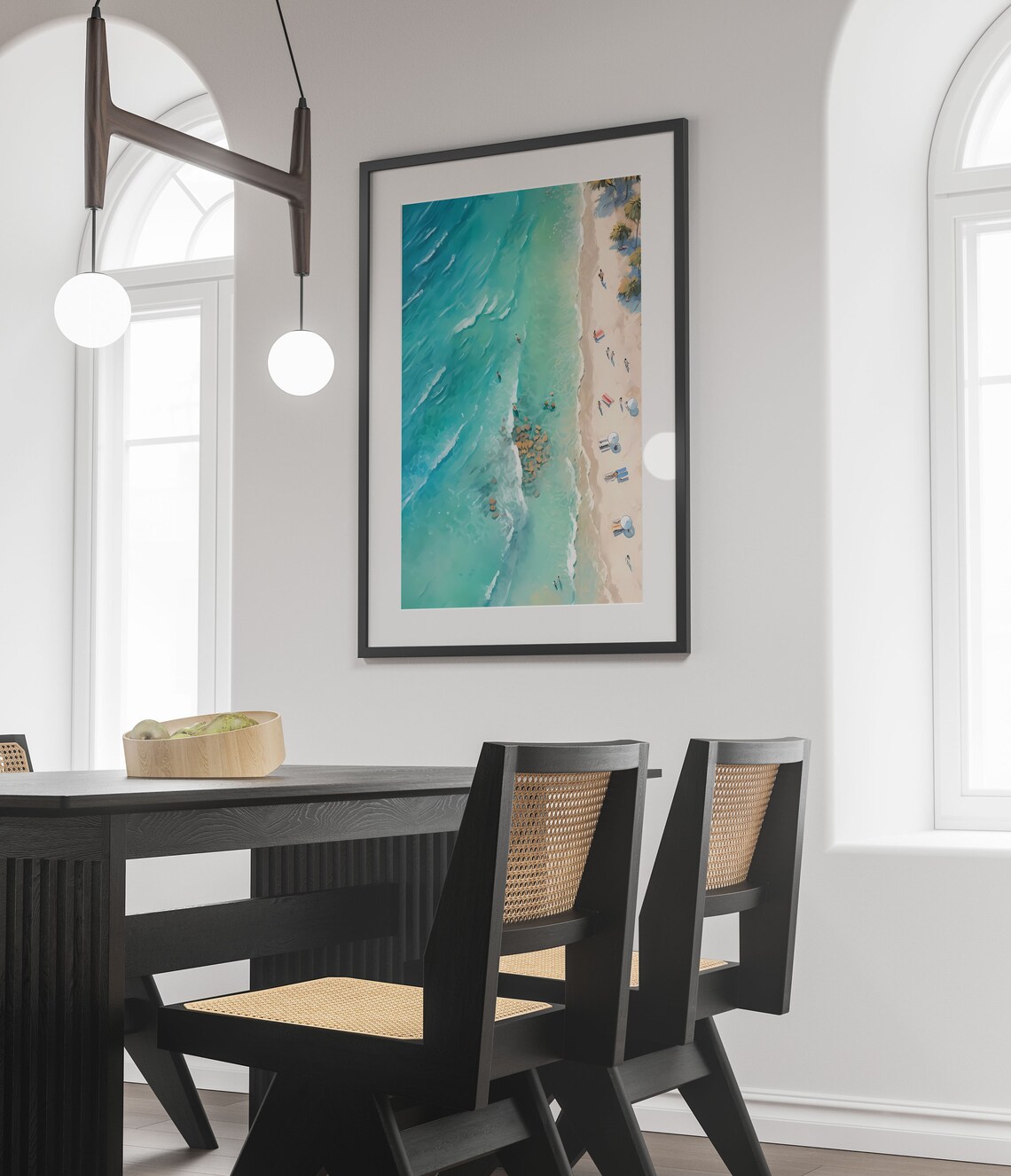Turquoise Ocean Aerial Beach Painting White Sand Coastal Scene Poster - Image 3
