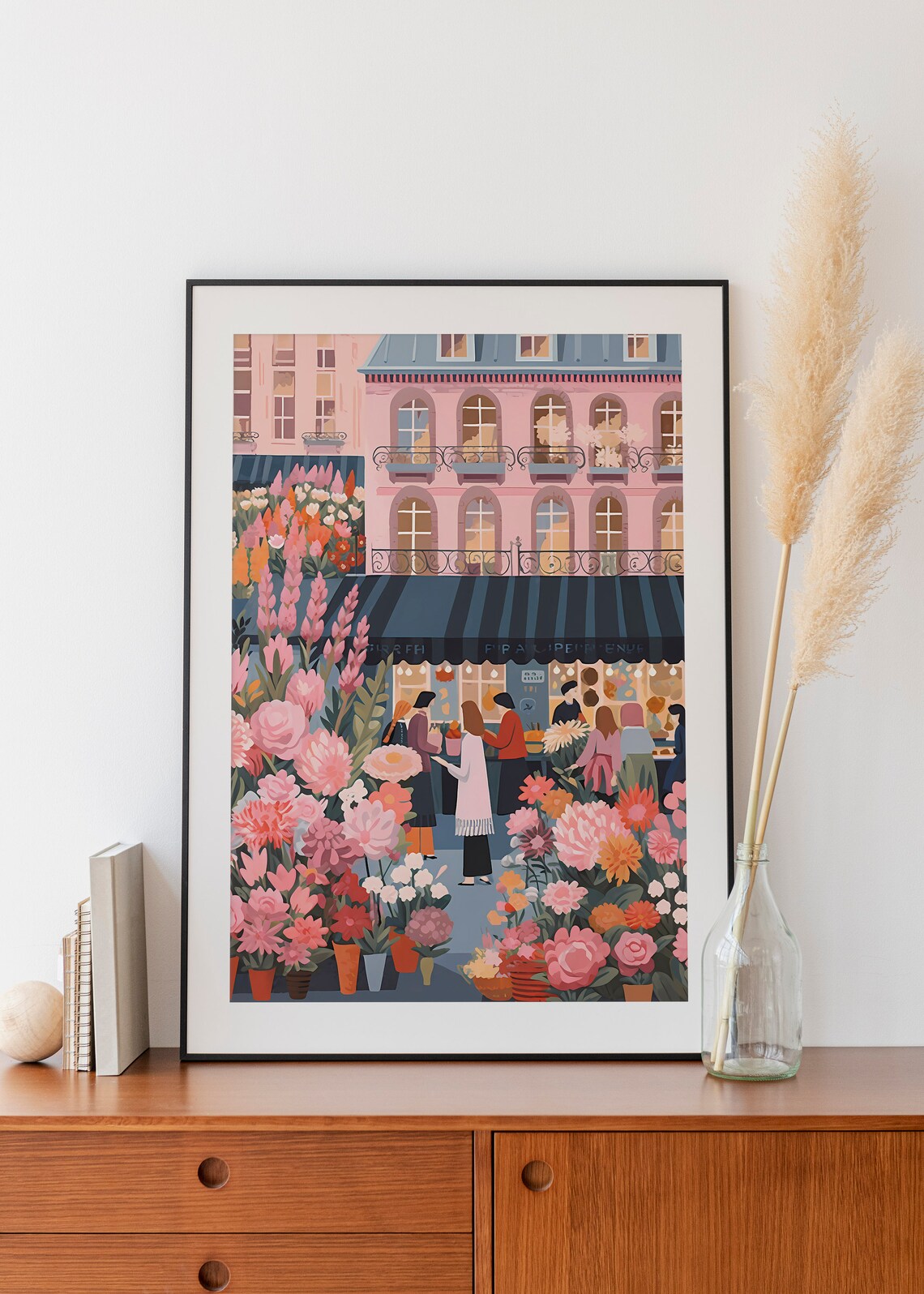 Parisian Flower Shop Pink Building Blossoms Market Street Poster - Image 2