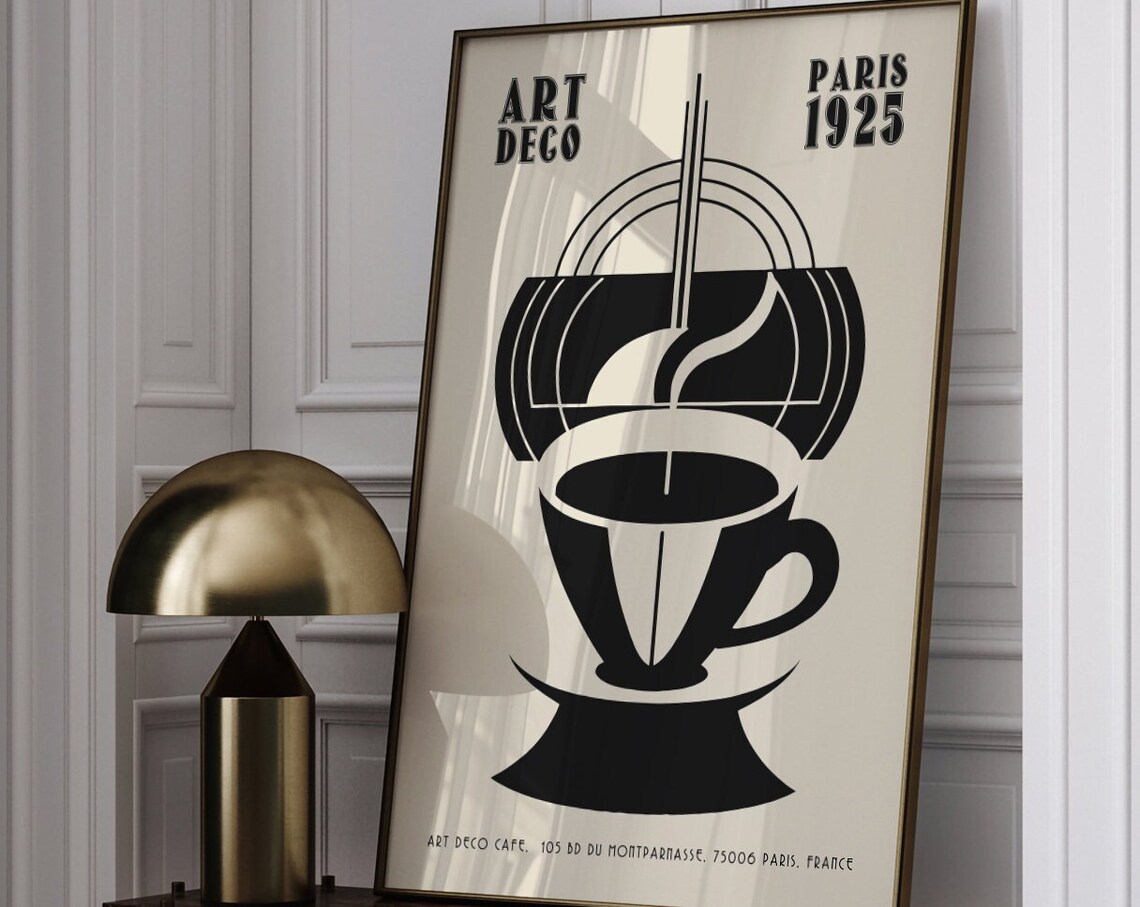 Art Deco Coffee Cup Paris 1925 Vintage French Cafe Decor Poster - Image 6