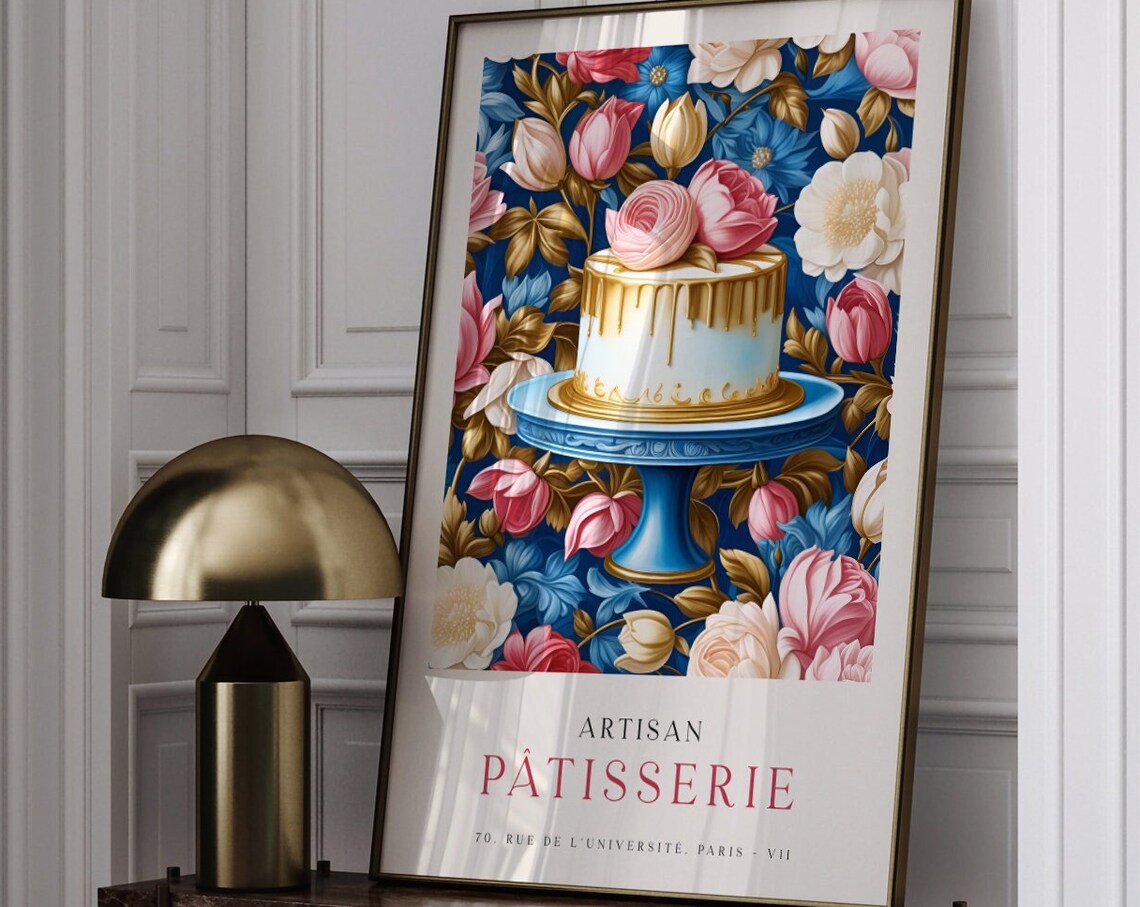 Artisan Patisserie Paris Floral Gold Drip Cake Bakery Poster - Image 5