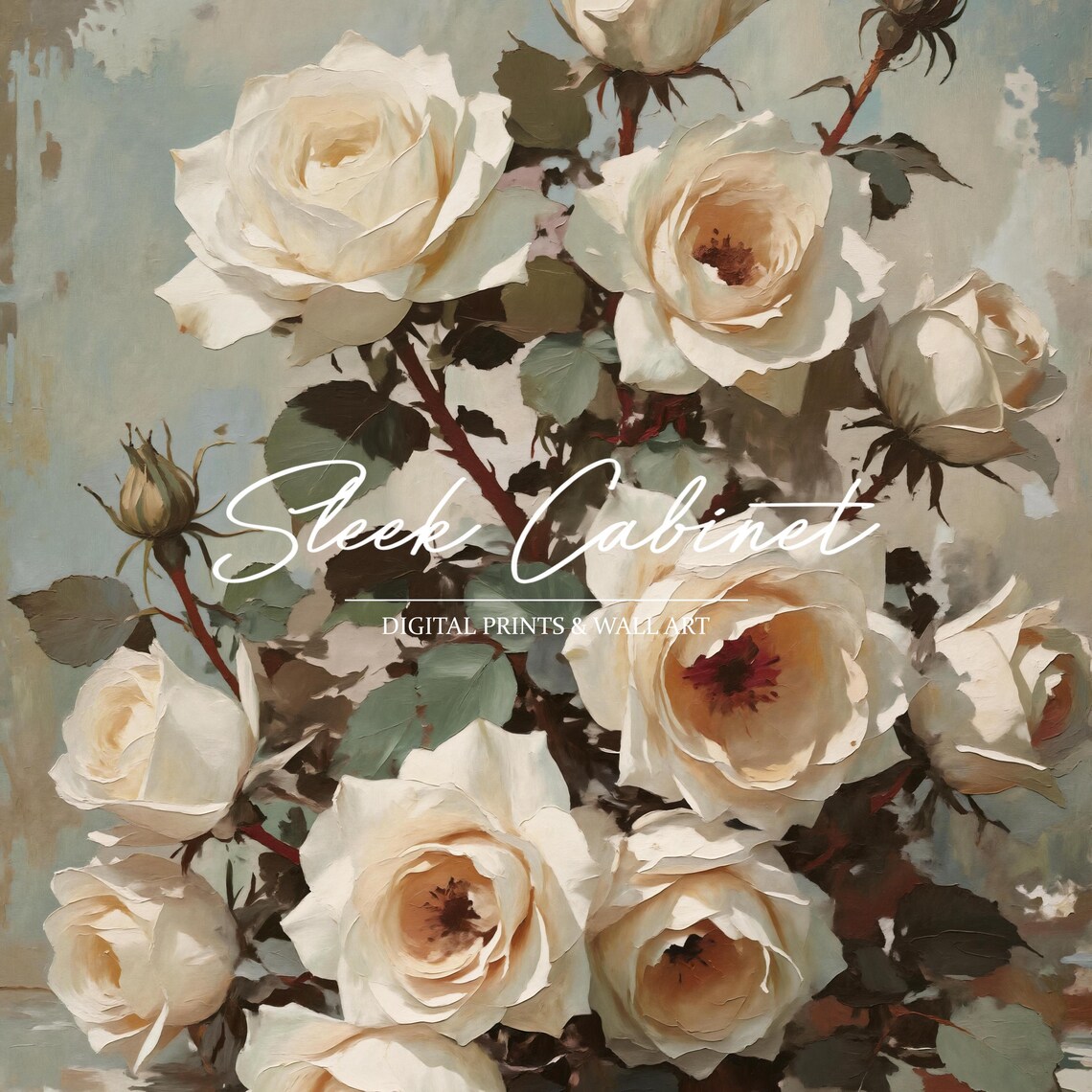 Victorian White Rose Botanical Still Life Art Print - Image 4