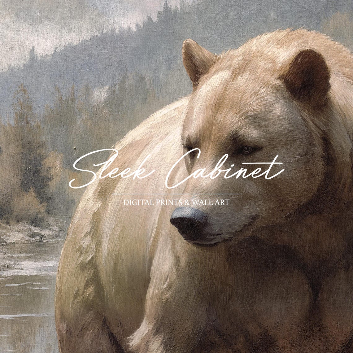 Brown Bear on Fallen Log River Mountain Valley Wildlife Poster - Image 3