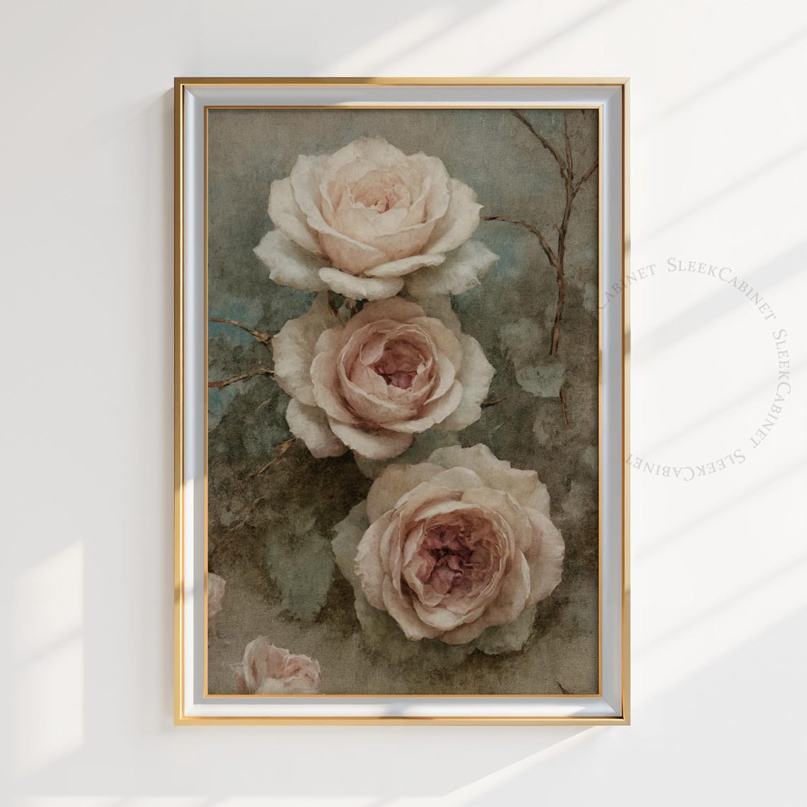 Moody Vintage Flower Print Dark Floral Still Life Oil Painting Dark Academia Wall Art Antique Art Mjbgz3