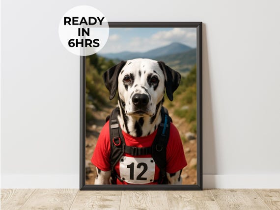 Custom Trail Runner Pet Portrait Endurance Race Art Gift