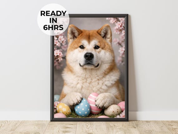 Custom Easter Pet Portrait Festive Dog Art Spring Gift