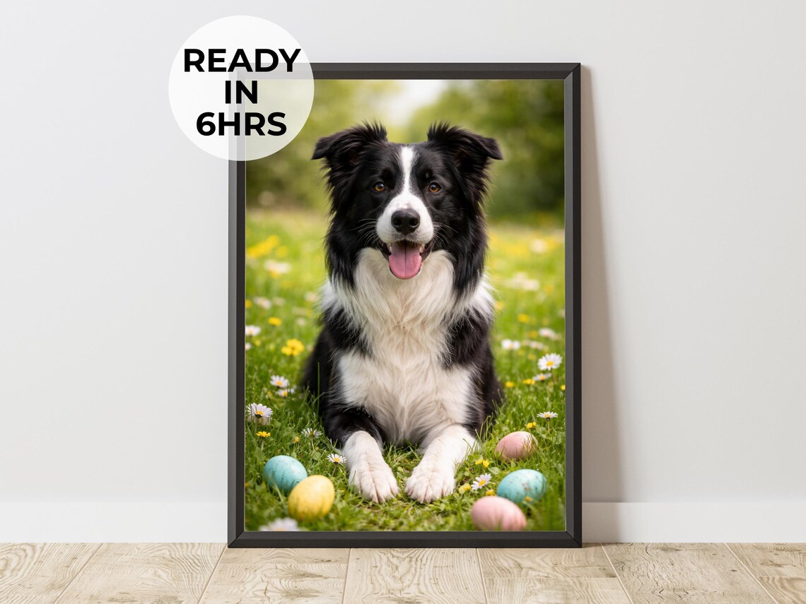 Custom Easter Pet Portrait, Spring Gift Art Print