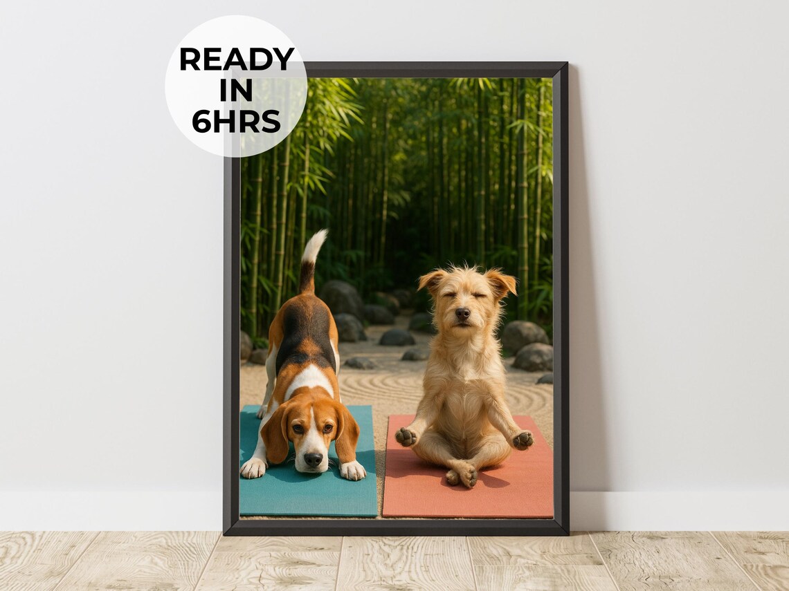 Custom Yoga Pet Portrait, Funny Meditation Dog Art