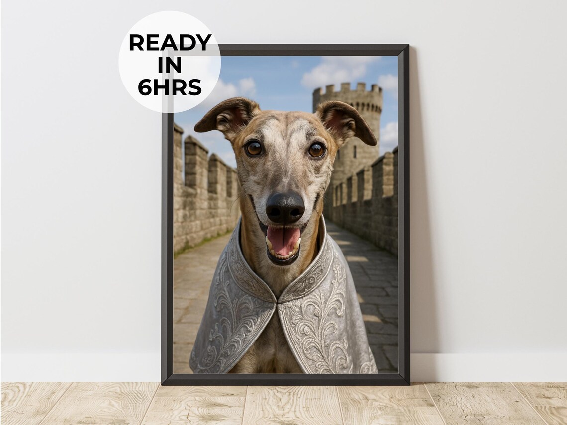 Custom Castle Knight Pet Portrait Art Gift