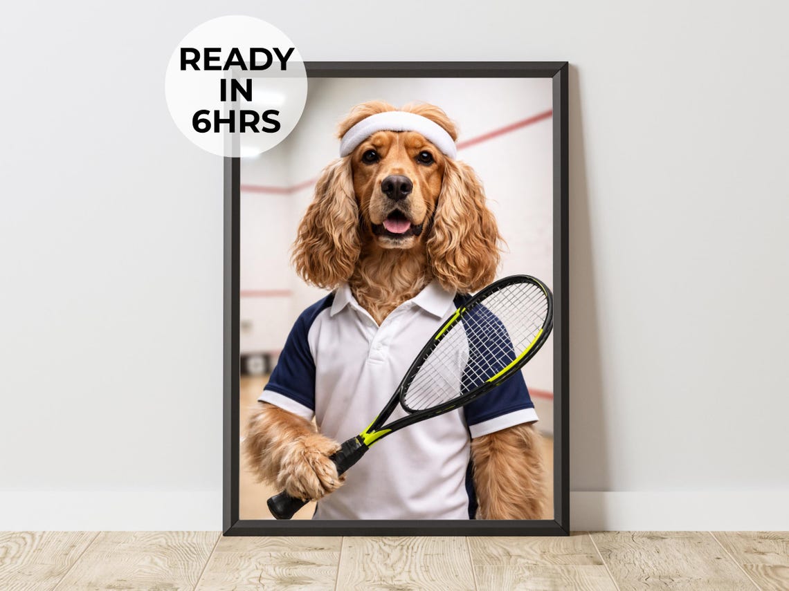 Cocker Spaniel Tennis Pro Custom Dog Athlete Portrait Poster