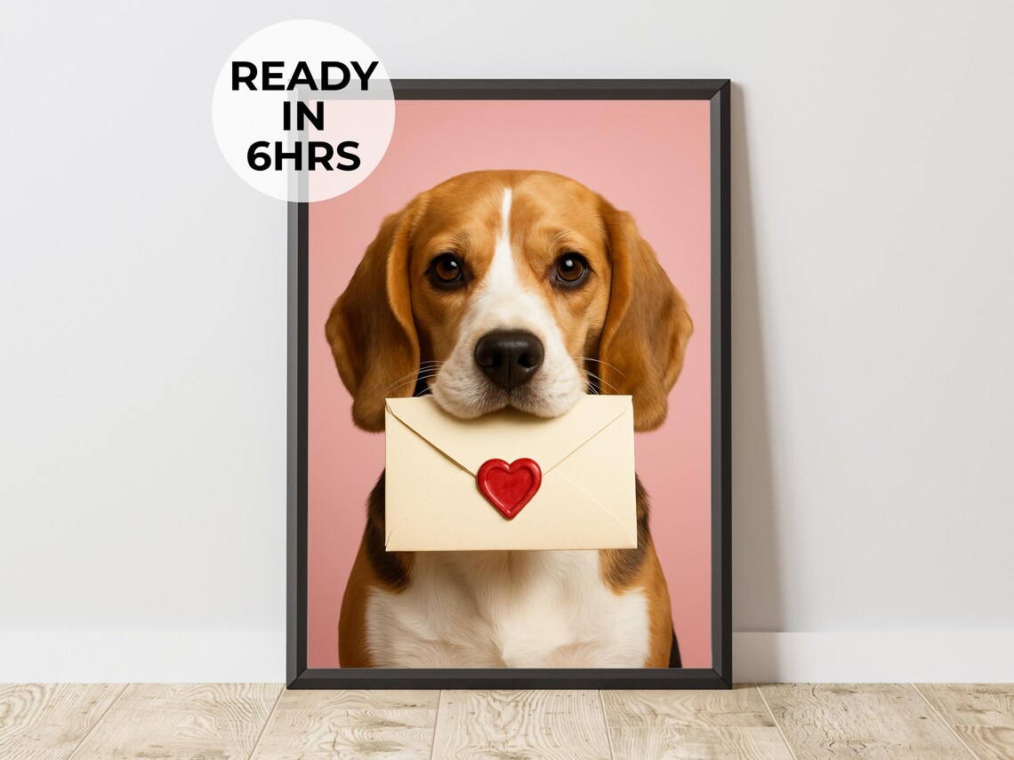 Custom Love Letter Pet Portrait, Romantic Art Print