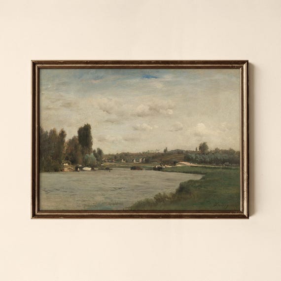 Vintage River Landscape Print Living Room Decor Wall Art Collected Prints Cpl046