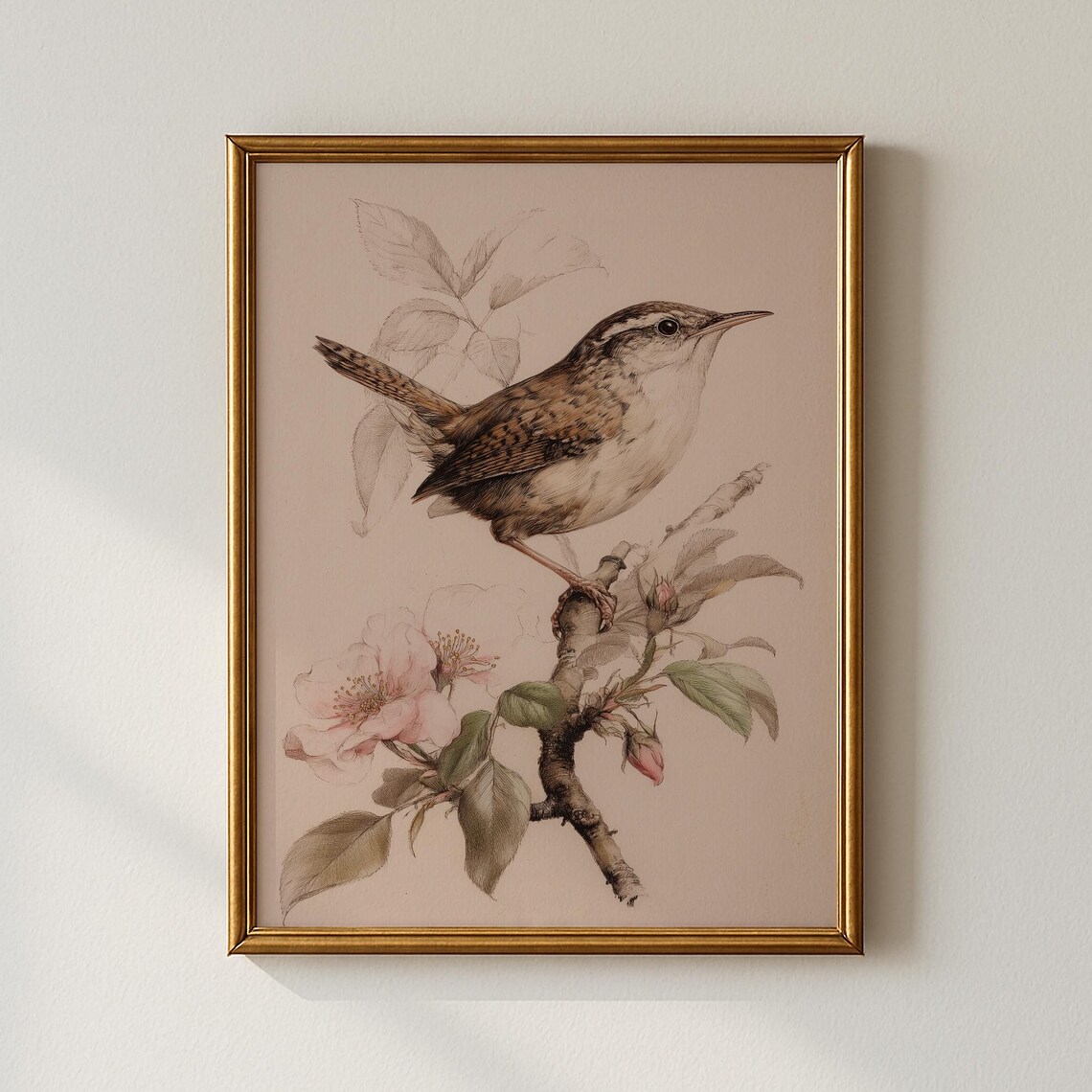 Vintage Bird Print, Botanical Gallery Wall Art