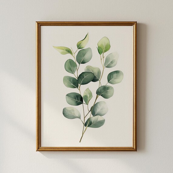 Eucalyptus Branch Watercolor Botanical Minimalist Art Poster