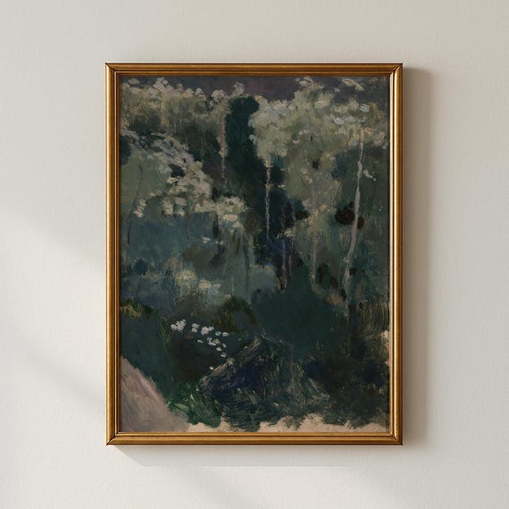 Vintage Living Room Decor Forest Scene Print Moody Coastal Art Collected Prints Cpp318