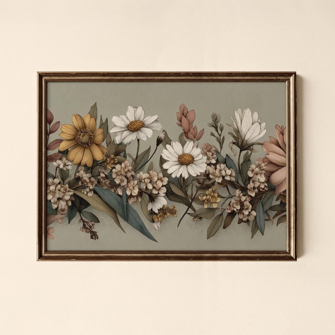 Vintage Spring Wildflower Bouquet Botanical Painting Decor Poster