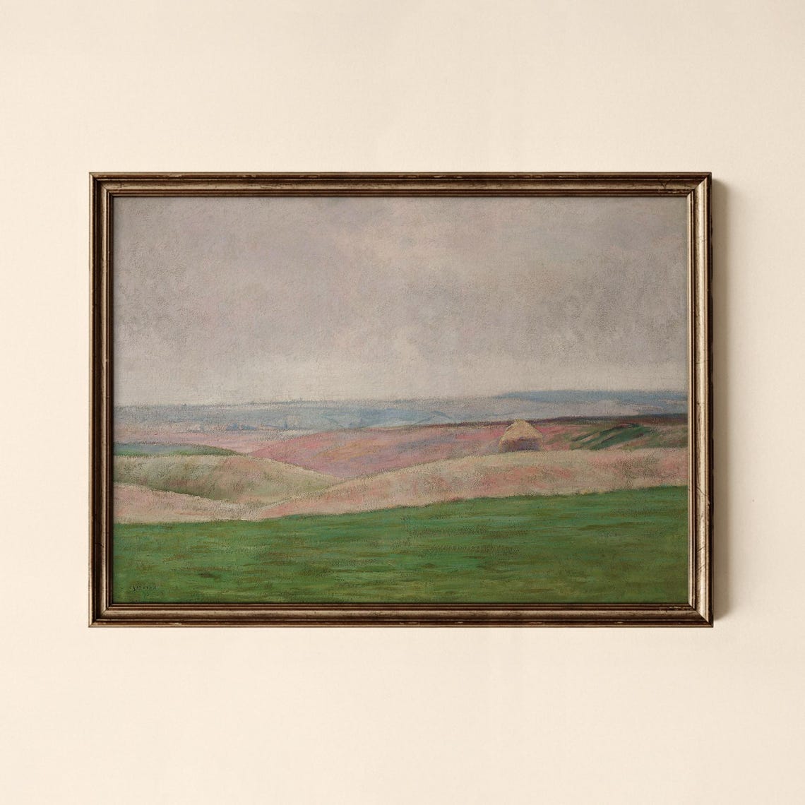 Vintage Rolling Hills Pastel Landscape Countryside Art Print