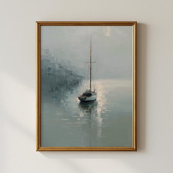 Vintage Boat Print Moody Coastal Art Gallery Wall Collected Prints Cpp456