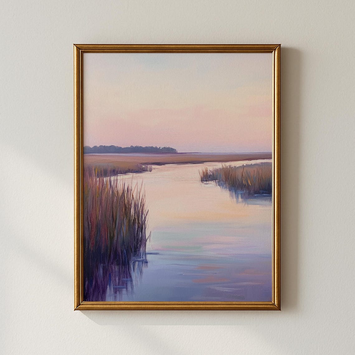 Pastel Sunset Marsh Landscape Tranquil Wetland Scene Wall Art