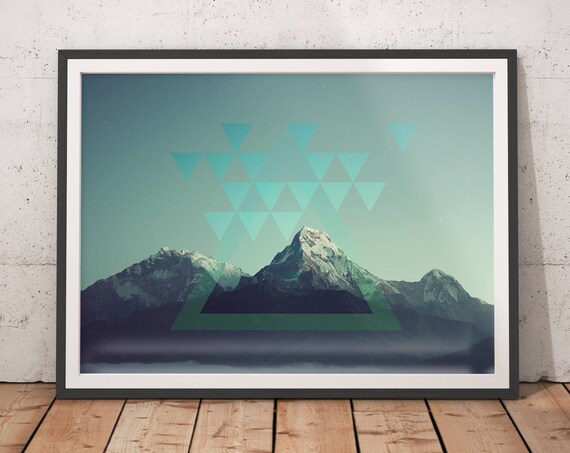 Geometric Mountain Print Scandi Print Scandinavian Prints Nordic Print Geometric Poster Nordic Wall Art Nordic Poster