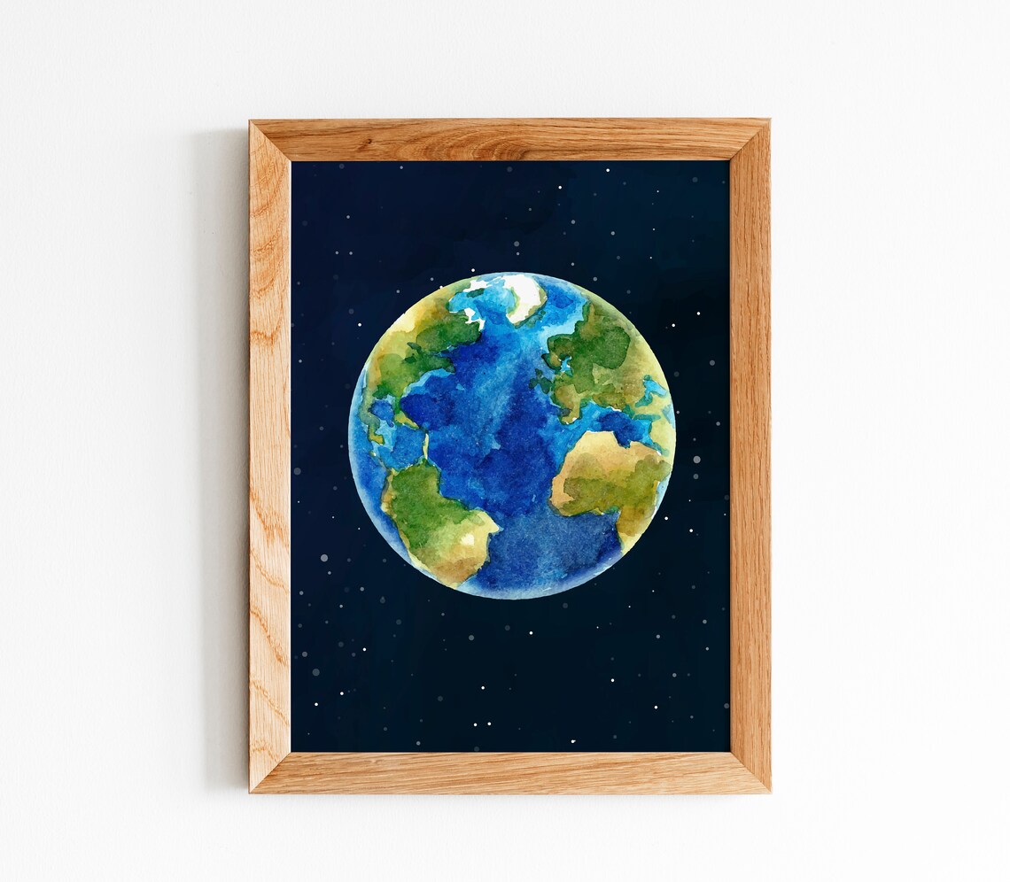 Outer Space Art Print, Space Theme Nursery Decor