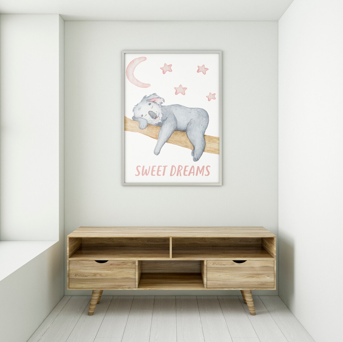 Sweet Dreams Watercolor Koala Baby Nursery Sleeping Decor Poster - Image 3