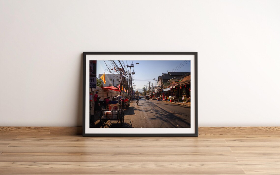 Chiang Mai Thailand Street Poster Morning Market Vendors Photo