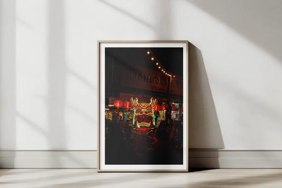 Chinese Dragon Lunar New Year Chiang Mai Thailand Street Photography Wallart Gift Thai Travel Postcard