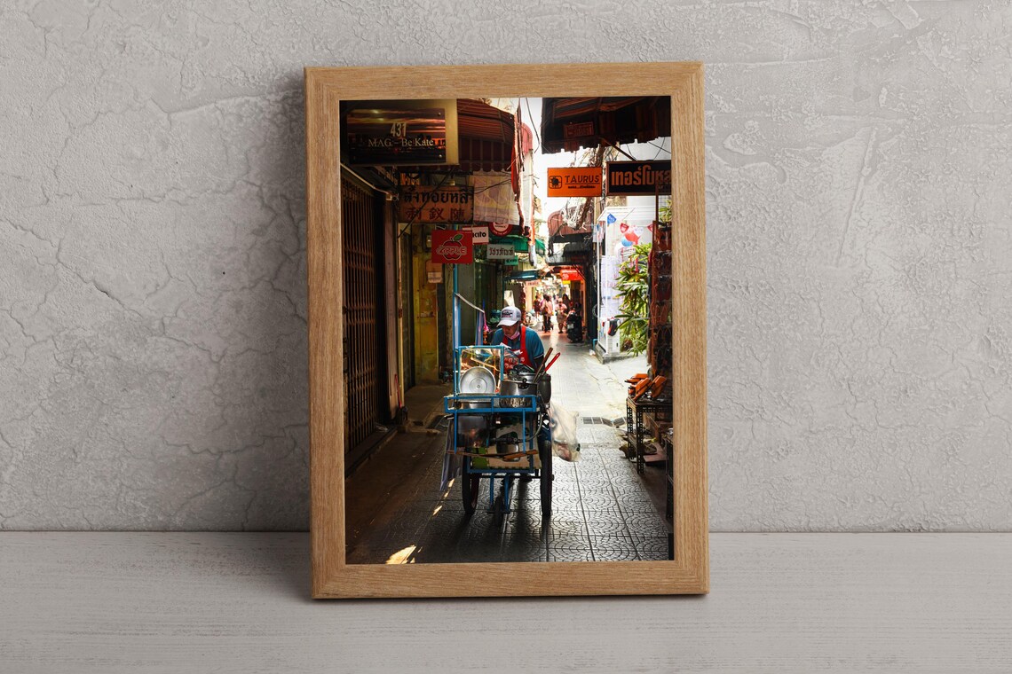 Bangkok Chinatown Street Vendor Food Cart Alley Photography Wall Art